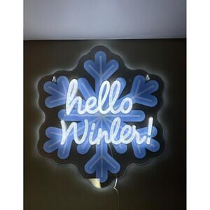 Hello Winter Snow Neon Sign, USB LED Wall Decor with Dimmable Light
